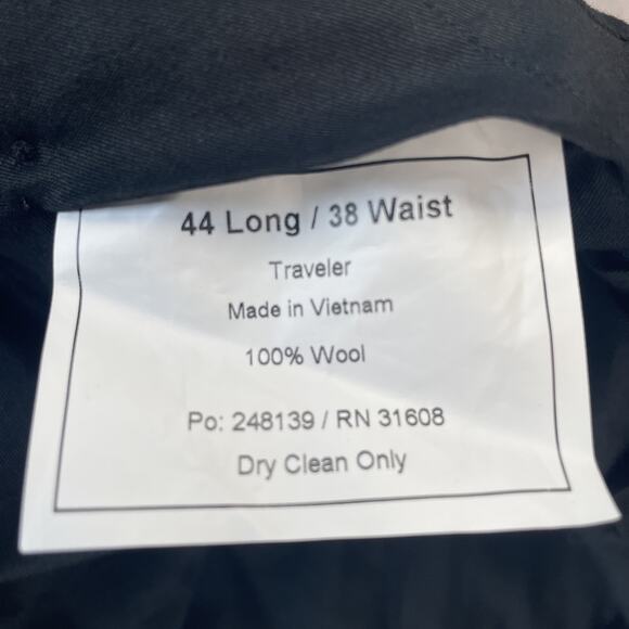 Jos A Bank Traveler Pants Men 38W/40L Reg Blue Slim Flat Front 100% Wool No Hem - Picture 7 of 8